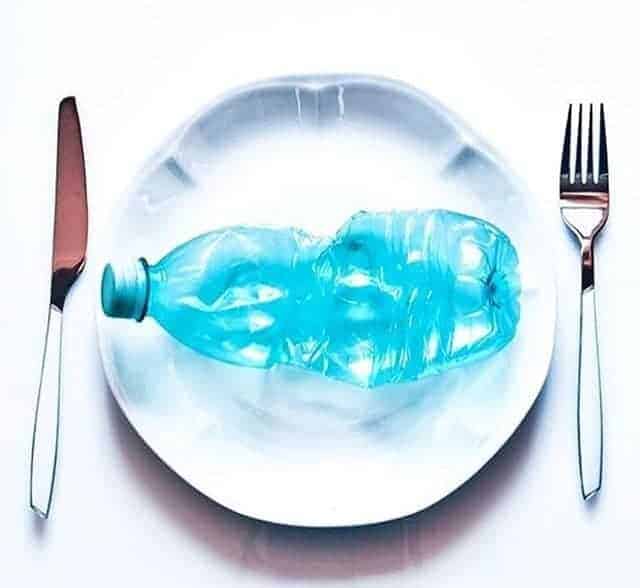 single-use plastic on plate