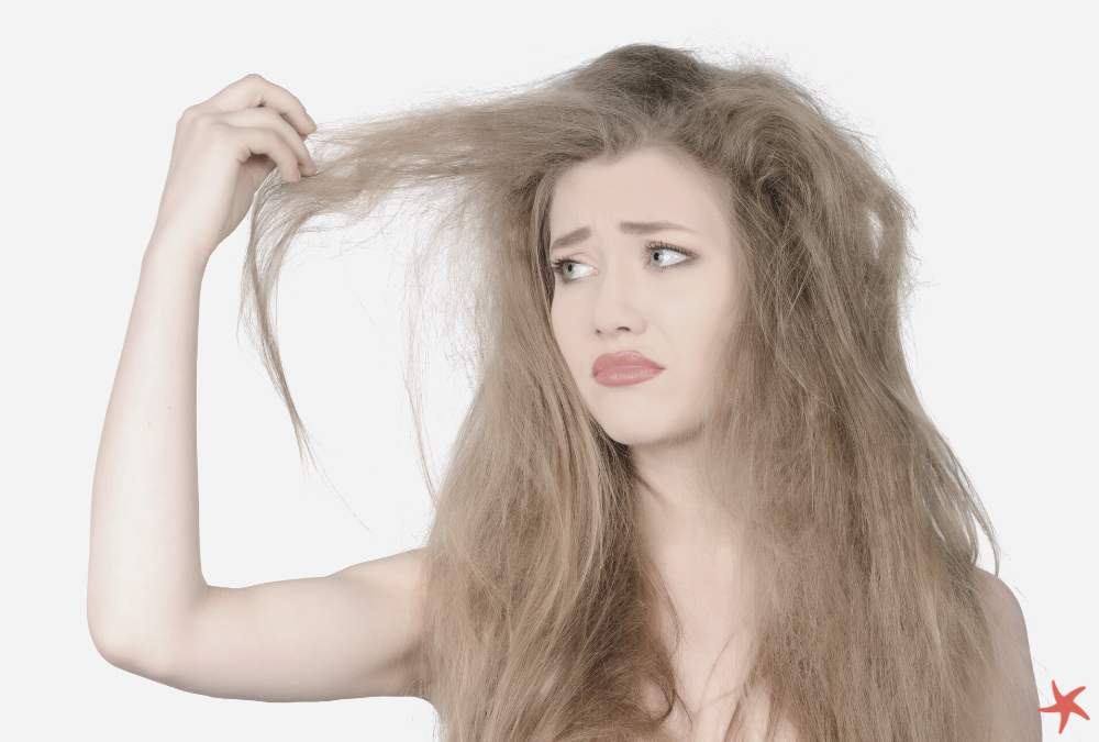 woman with dry static hair