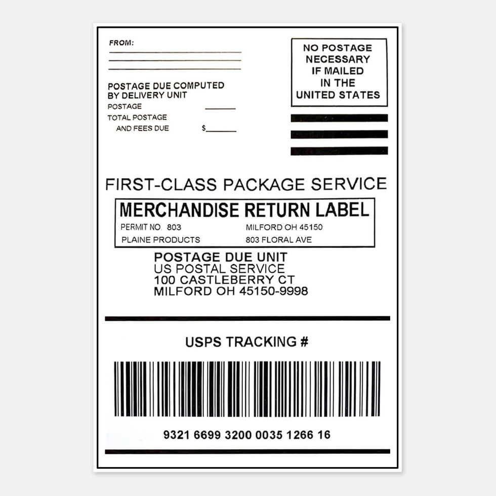 Return Label – Plaine Products
